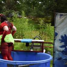 JD and Messy Andi: Spreading some positivity with a dunked clown :)