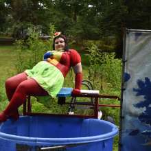JD and Messy Andi: Spreading some positivity with a dunked clown :)