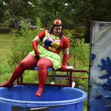 JD and Messy Andi: Spreading some positivity with a dunked clown :)