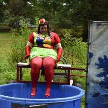 JD and Messy Andi: Spreading some positivity with a dunked clown :)