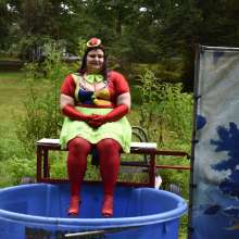 JD and Messy Andi: Spreading some positivity with a dunked clown :)