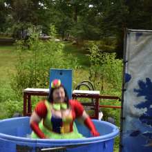 JD and Messy Andi: Spreading some positivity with a dunked clown :)
