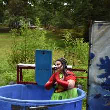 JD and Messy Andi: Spreading some positivity with a dunked clown :)