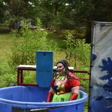JD and Messy Andi: Spreading some positivity with a dunked clown :)