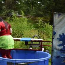 JD and Messy Andi: Spreading some positivity with a dunked clown :)