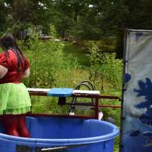 JD and Messy Andi: Spreading some positivity with a dunked clown :)