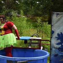 JD and Messy Andi: Spreading some positivity with a dunked clown :)
