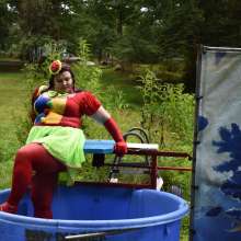JD and Messy Andi: Spreading some positivity with a dunked clown :)