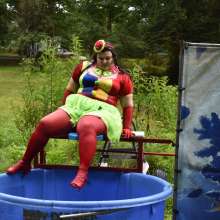 JD and Messy Andi: Spreading some positivity with a dunked clown :)