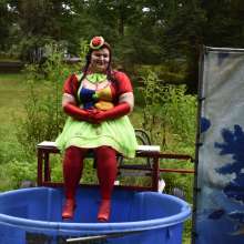 JD and Messy Andi: Spreading some positivity with a dunked clown :)