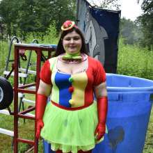 JD and Messy Andi: Spreading some positivity with a dunked clown :)