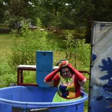 JD and Messy Andi: Spreading some positivity with a dunked clown :)