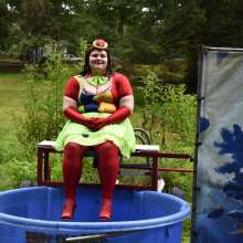 JD and Messy Andi: Spreading some positivity with a dunked clown :)