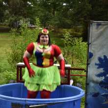 JD and Messy Andi: Spreading some positivity with a dunked clown :)