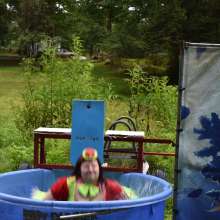 JD and Messy Andi: Spreading some positivity with a dunked clown :)