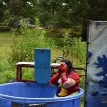 JD and Messy Andi: Spreading some positivity with a dunked clown :)