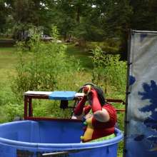 JD and Messy Andi: Spreading some positivity with a dunked clown :)