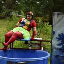 JD and Messy Andi: Spreading some positivity with a dunked clown :)
