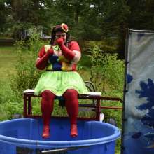JD and Messy Andi: Spreading some positivity with a dunked clown :)