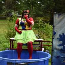 JD and Messy Andi: Spreading some positivity with a dunked clown :)