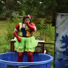 JD and Messy Andi: Spreading some positivity with a dunked clown :)