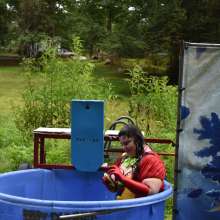 JD and Messy Andi: Spreading some positivity with a dunked clown :)
