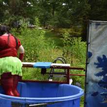JD and Messy Andi: Spreading some positivity with a dunked clown :)