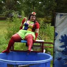 JD and Messy Andi: Spreading some positivity with a dunked clown :)