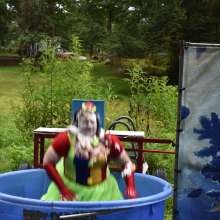 JD and Messy Andi: Spreading some positivity with a dunked clown :)