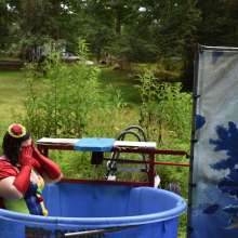 JD and Messy Andi: Spreading some positivity with a dunked clown :)