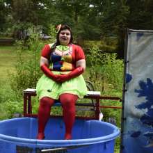JD and Messy Andi: Spreading some positivity with a dunked clown :)
