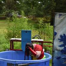 JD and Messy Andi: Spreading some positivity with a dunked clown :)