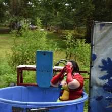 JD and Messy Andi: Spreading some positivity with a dunked clown :)