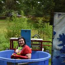 JD and Messy Andi: Spreading some positivity with a dunked clown :)