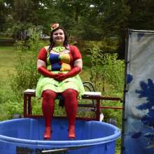 JD and Messy Andi: Spreading some positivity with a dunked clown :)