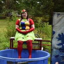 JD and Messy Andi: Spreading some positivity with a dunked clown :)