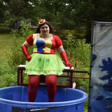 JD and Messy Andi: Spreading some positivity with a dunked clown :)