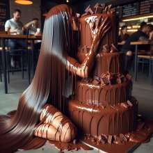 splathair2020: AI Messy Women and Chocolate Cake