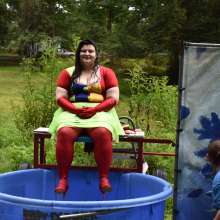 JD and Messy Andi: Spreading some positivity with a dunked clown :)
