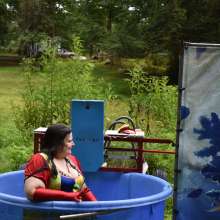 JD and Messy Andi: Spreading some positivity with a dunked clown :)
