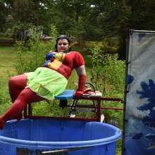 JD and Messy Andi: Spreading some positivity with a dunked clown :)