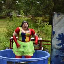 JD and Messy Andi: Spreading some positivity with a dunked clown :)