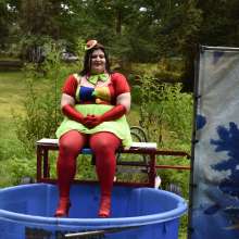 JD and Messy Andi: Spreading some positivity with a dunked clown :)