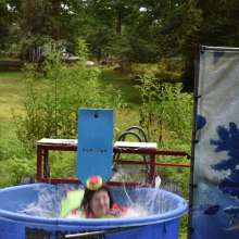 JD and Messy Andi: Spreading some positivity with a dunked clown :)