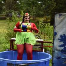 JD and Messy Andi: Spreading some positivity with a dunked clown :)