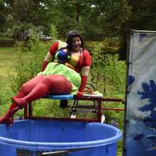 JD and Messy Andi: Spreading some positivity with a dunked clown :)