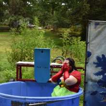 JD and Messy Andi: Spreading some positivity with a dunked clown :)