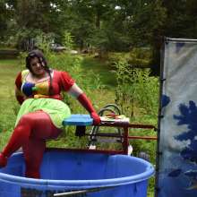 JD and Messy Andi: Spreading some positivity with a dunked clown :)