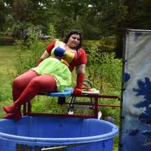 JD and Messy Andi: Spreading some positivity with a dunked clown :)