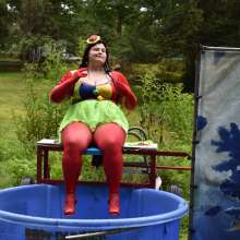JD and Messy Andi: Spreading some positivity with a dunked clown :)